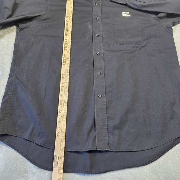 Van Heusen Mens Button Down Shirt Dark Gray Cummins‎ Logo Long Sleeve XL Trucker - Picture 4 of 7